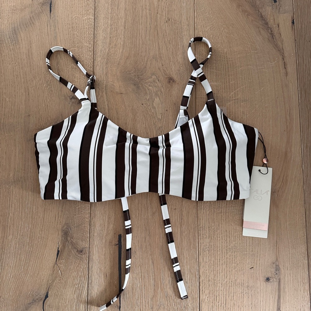 Calia Women's Swim Tie Back Bikini Top Variegated Stripe, L - Picture 2 of 7